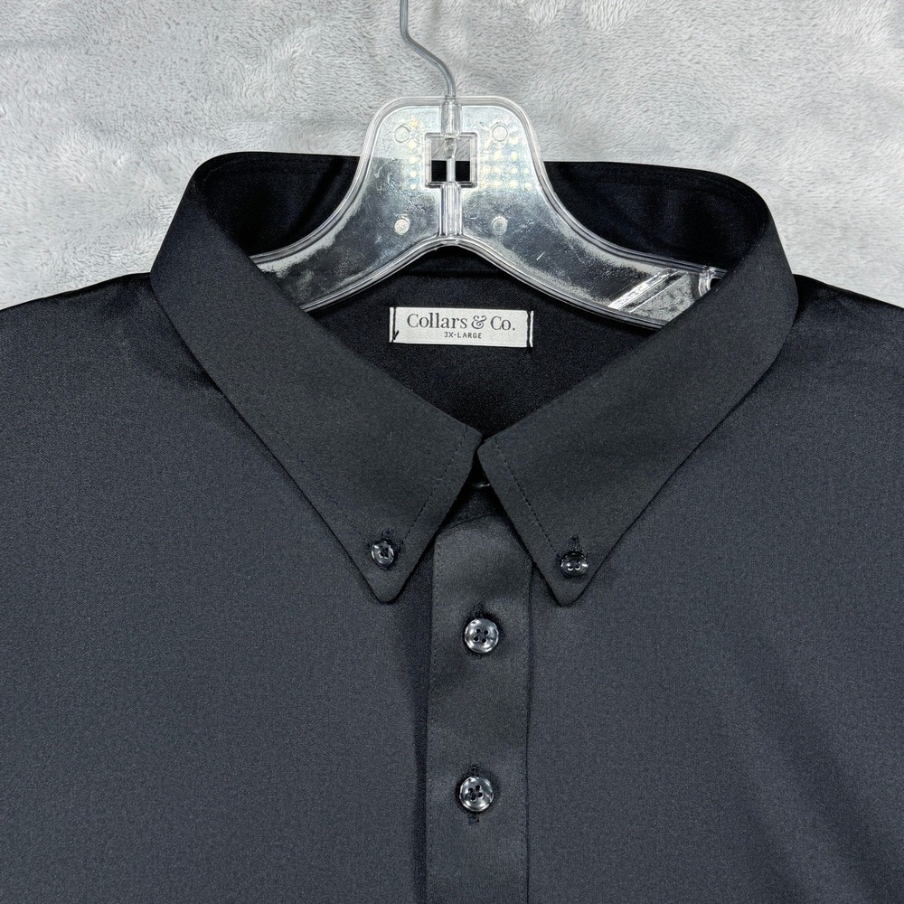 COLLARS & CO. Dress Collar Polo Mens 3XL Black Short Sleeve Performance - Picture 2 of 7
